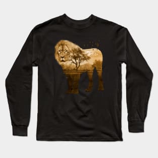 Lion Wild Animal Safari Africa Jungle World Nature Wildlife Long Sleeve T-Shirt
